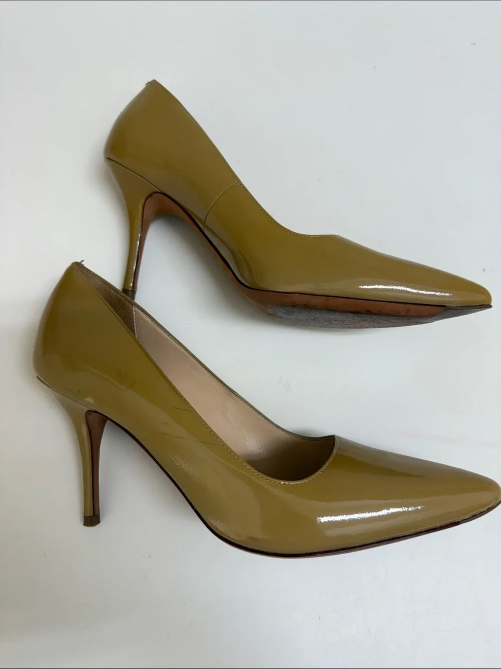 Cole Haan Patent Pointed-Toe Pumps in Mustard